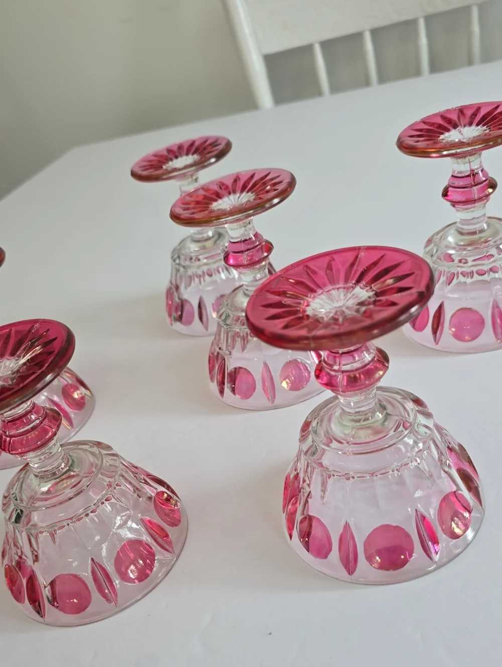 Vintage Indiana Glass Colony Set Of 6 Classique Ruby Flashed Wine Glasses 4 1/4